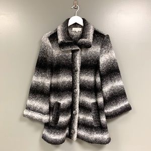 Jones New York Sport Ombre Black Gray Cardigan 3/4 Sleeve Pocket Button Front XL